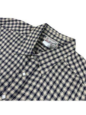 VTG Rockmount Ranch Wear Men's Pearl Snap Button Shirt Navy Plaid • USA • XL